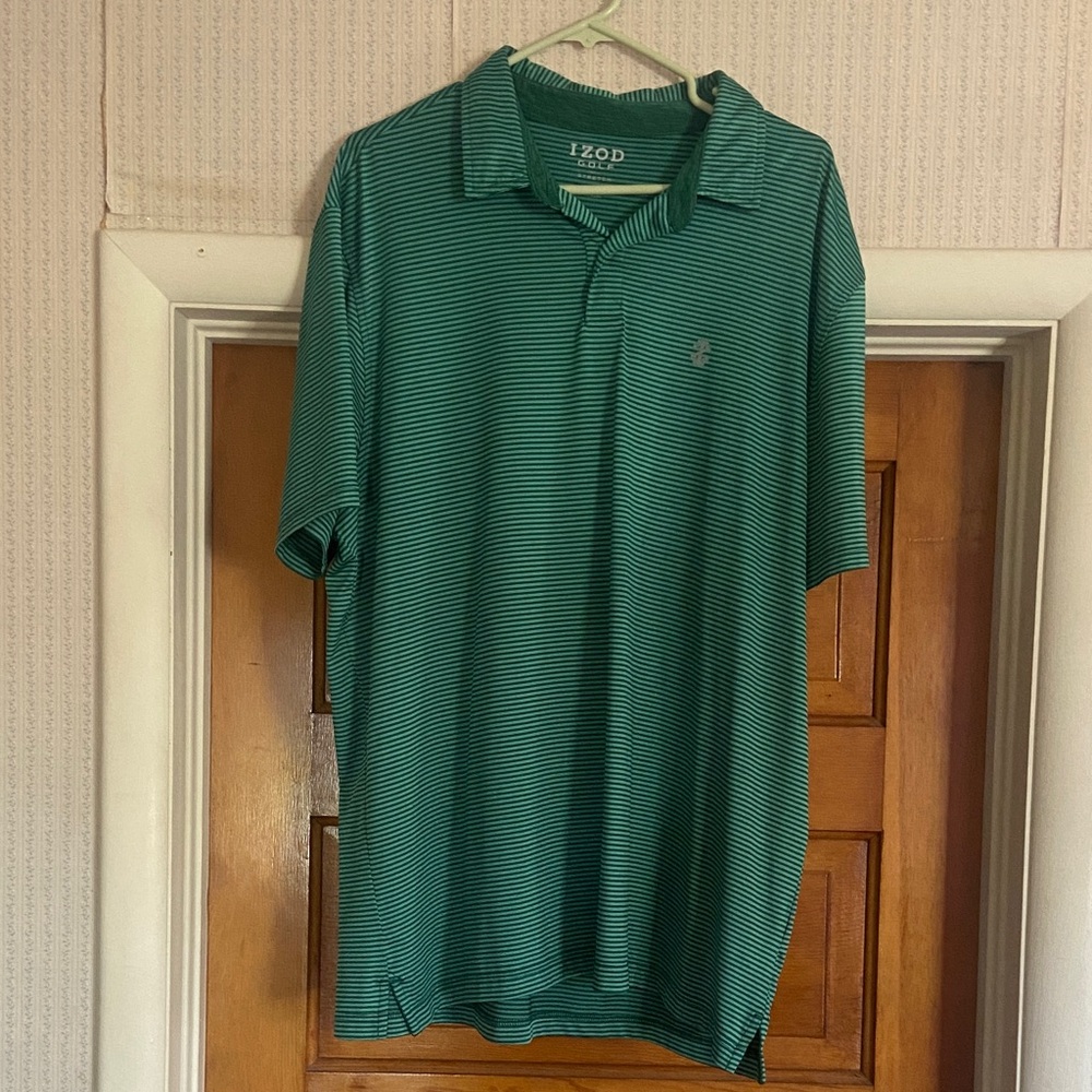 Izod Golf Men's Polo Shirt in Green Stripes